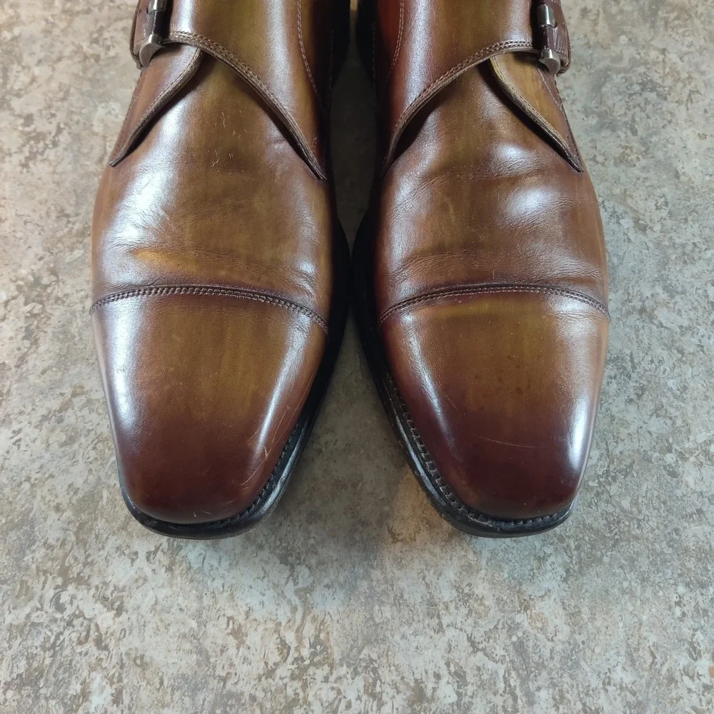 Magnanni Marco II Oxfords Men's 10.5 M Brown Leather Monk Strap *Excellent Shape